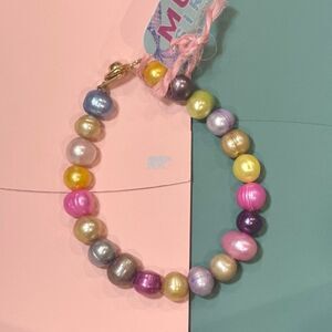 Genuine Fresh Water Pearl Multicolor Bracelet with Stainless Gold tone Clasp